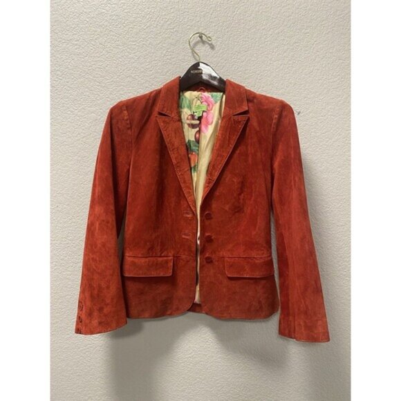 John Carlisle Orange Suede Leather Jacket XS - Picture 1 of 9